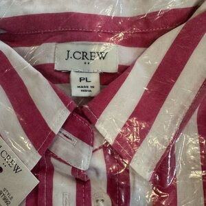 J. Crew Factory Men's Red and White Striped Casual Shirt